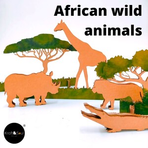 Animales de África de cartón - Mini mundo de animales de la sabana
