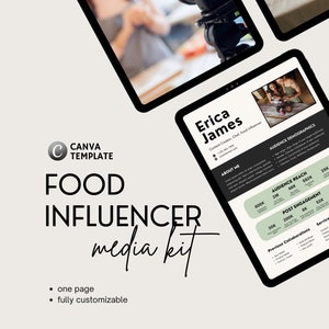 Canva Media Kit for Food Bloggers & Influencers | Media Kit Template | Instagram Media Kit | Influencer Rate Sheet | Blogger Press Kit
