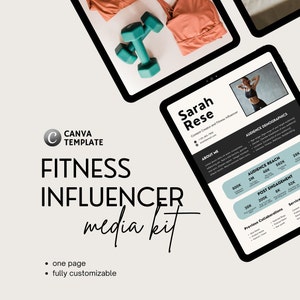 Canva Media Kit for Fitness Bloggers & Influencers | Media Kit Template | Instagram Media Kit | Influencer Rate Sheet | Blogger Press Kit