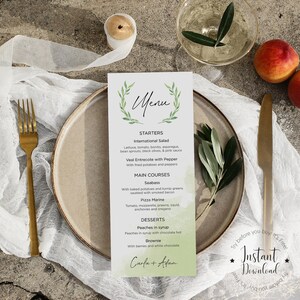 TUSCANY Menu Card | Editable Watercolor Template | Free Try | Instant Download | Easy to Use