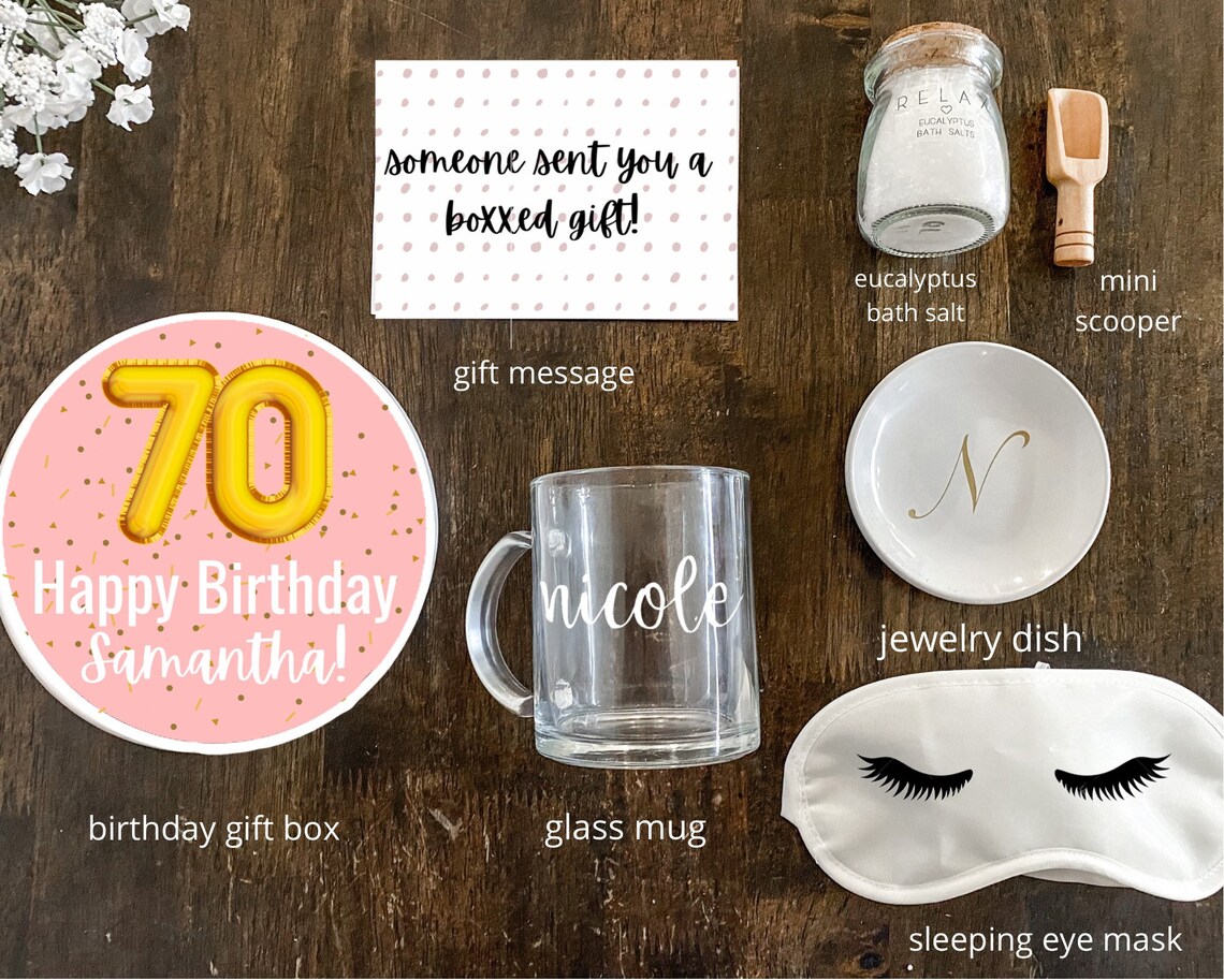 70th Birthday Gift Box Set For Her 70th Birthday Gift Basket Etsy
