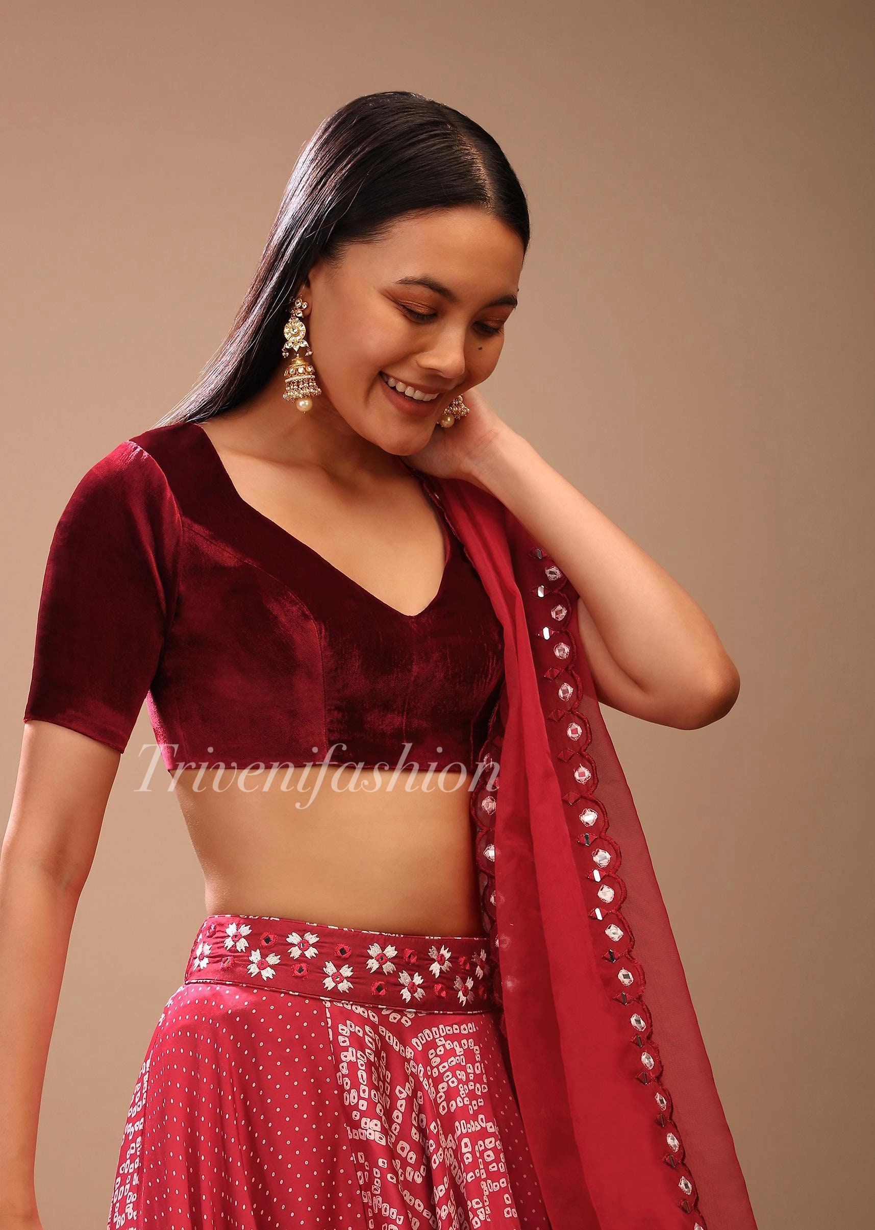 Buy Red Velvet Blouse Online In India - Etsy India