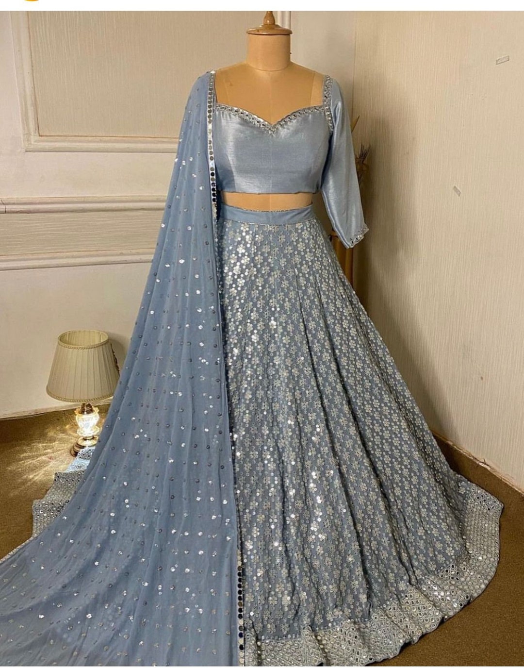 Beautiful Light Blue-gray Lehenga Choli for Womenindian - Etsy