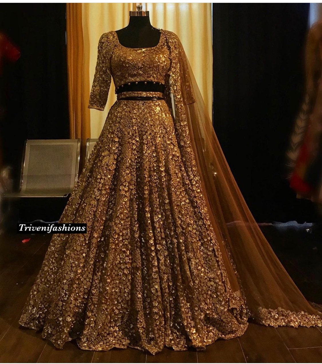 gold lehenga top