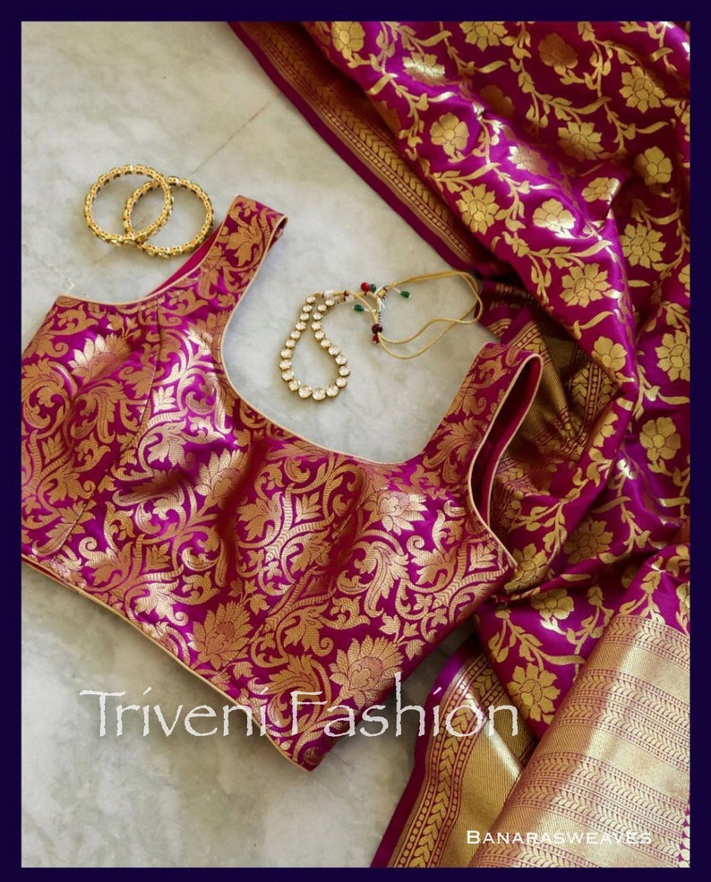 Pink Brocade Silk Cutsleeves Blouse Indian Designer Blouse Etsy