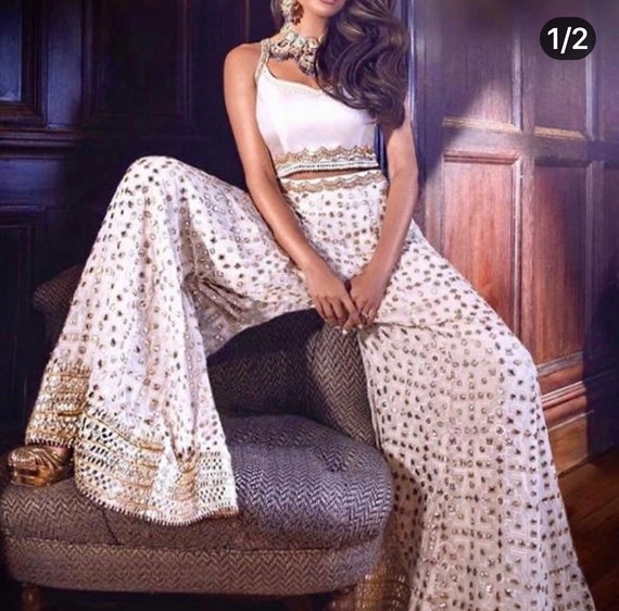 White Sharara With Crop Top for Women 