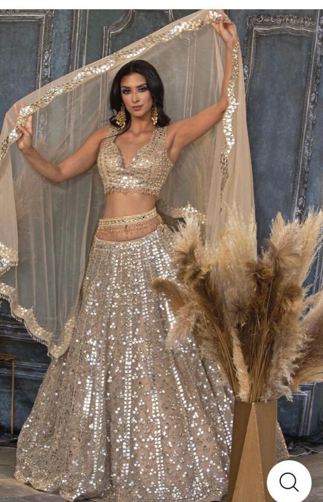 Beige Sabyasachi Designer Lehenga Choli With Paper Mirror Work - Etsy