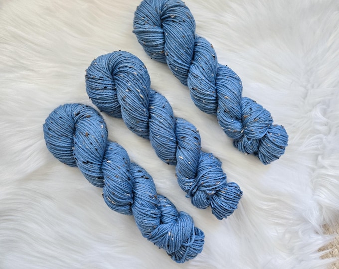 Blue Jean Baby - DK Tweed Base - Superwash Merino/Donegal Nep Hand Dyed Yarn
