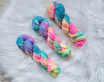 Space Unicorn - Neon Fingering Weight - Superwash Merino/Donegal Neps Yarn