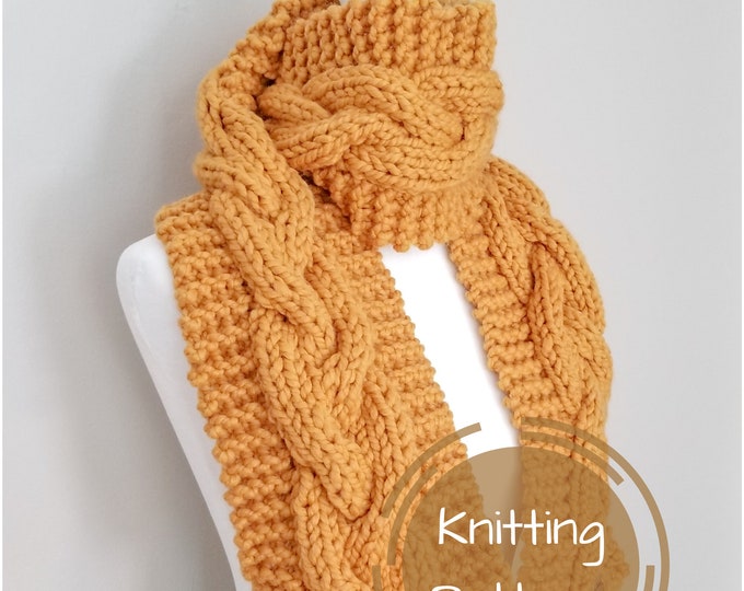 Knitting Pattern - Beacon Cable Scarf - Knit Scarf Pattern