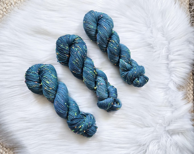 Sea Serpent - Neon Fingering Weight - Superwash Merino/Donegal Neps Yarn