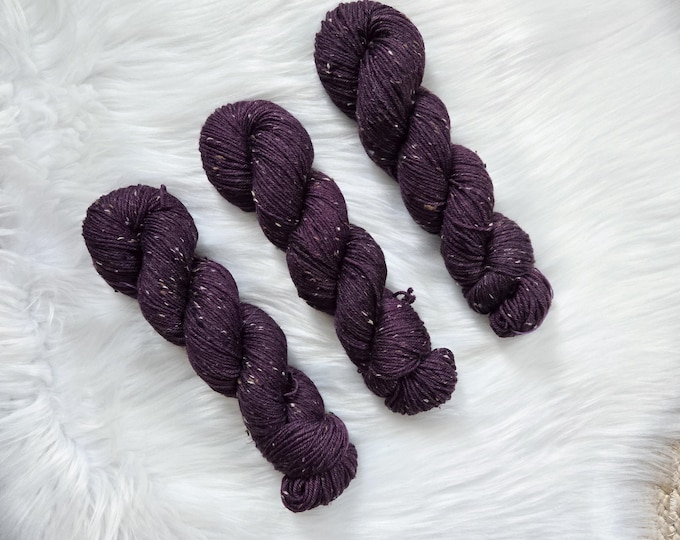 Eggplant - DK Tweed Base - Superwash Merino/Donegal Nep Hand Dyed Yarn