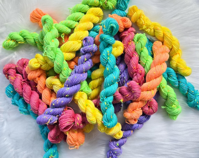 Mini Skeins - Set of 6 - Fingering Weight - Hand Dyed Yarn