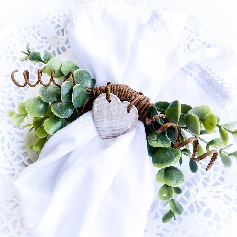 Greenery Mini Wreath Napkin Ring. Country Wedding Table Decor. Etsy