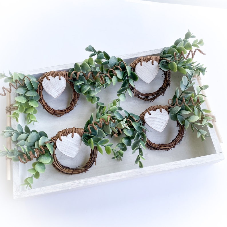 Greenery Mini Wreath Napkin Ring. Country Wedding Table Decor. Etsy