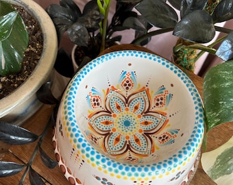 Ręcznie malowana ceramiczna miska dla psa, Grand Prismatic Spring Mandala