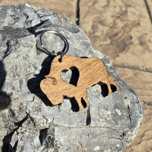 Stained Wood Buffalo Key Chain With Heart Cutout Option. Made From 1/4 ...