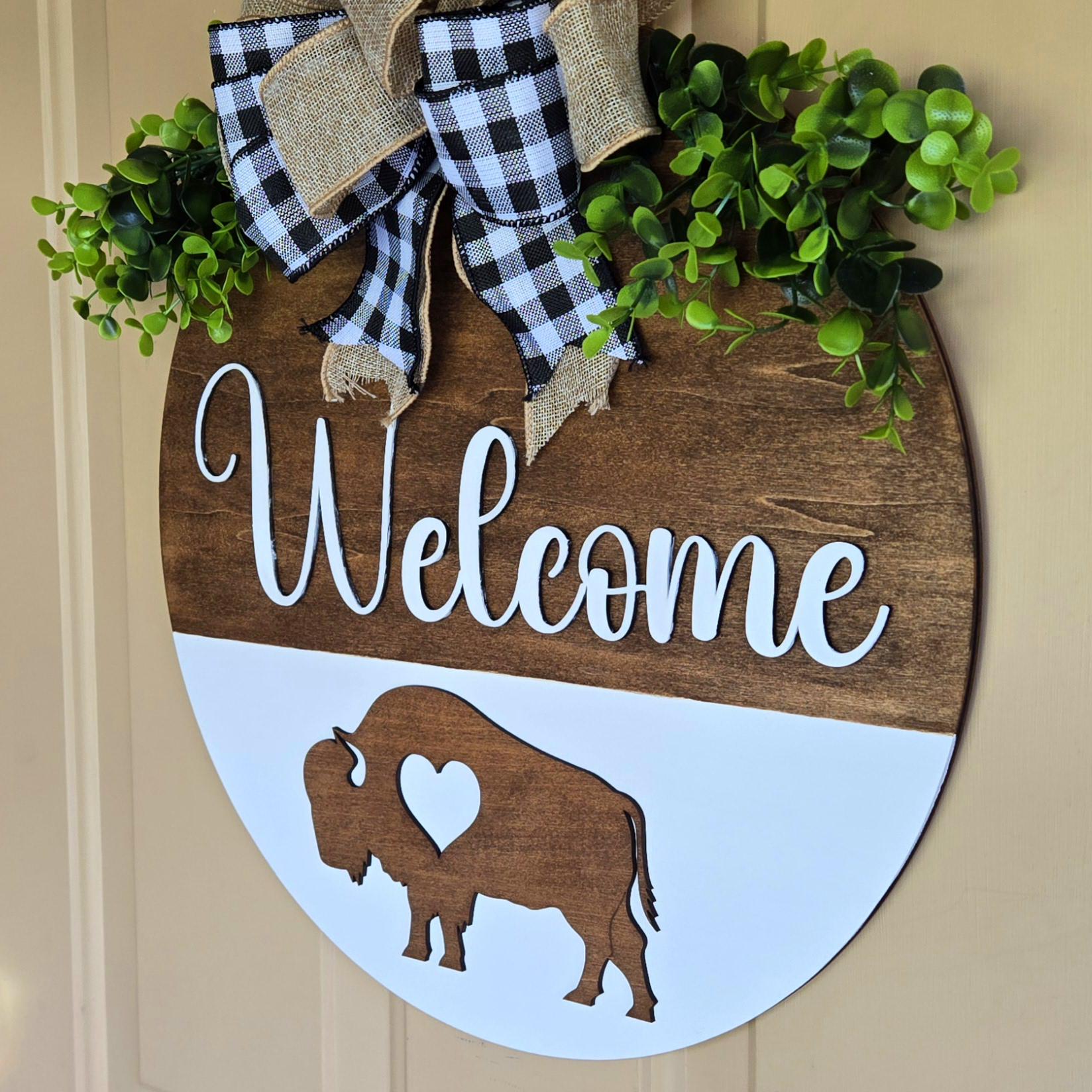 Buffalo Welcome Sign | Laser Cut, Stained, Painted | 16