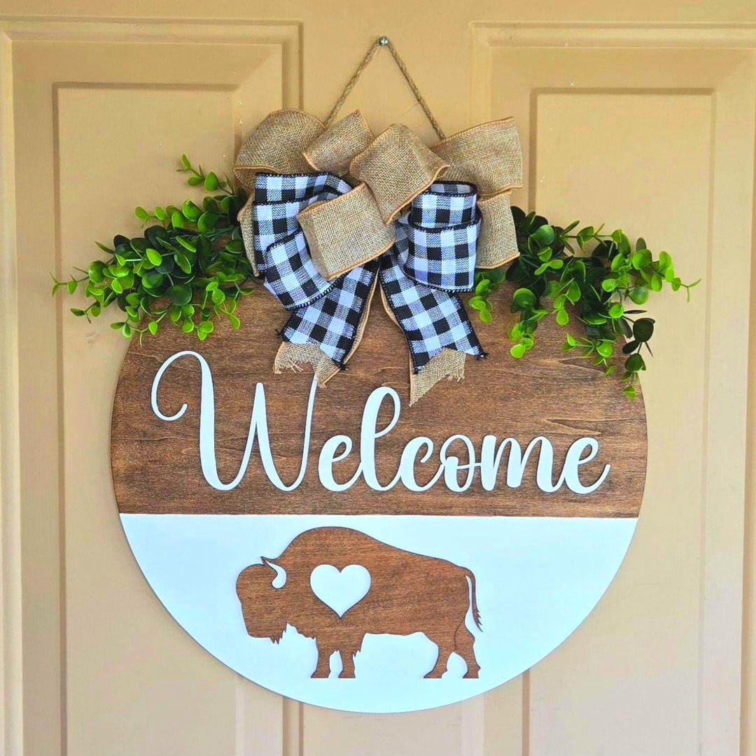 Buffalo Welcome Sign | Laser Cut, Stained, Painted | 16