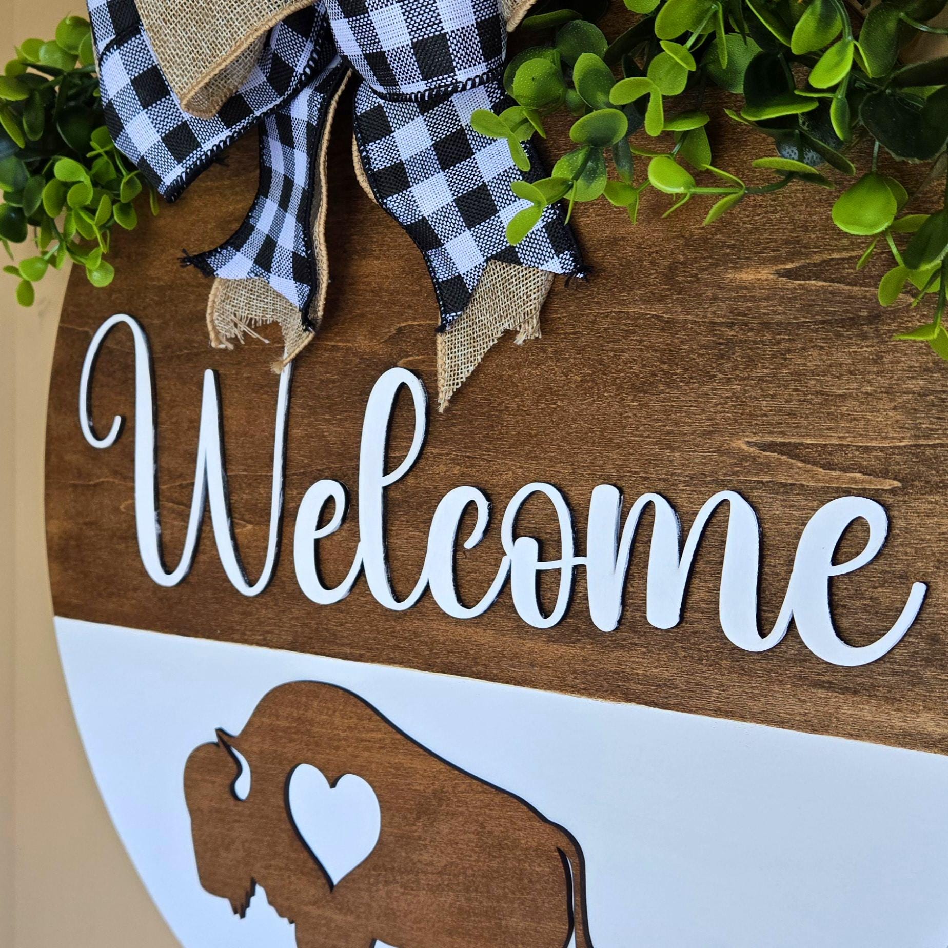 Buffalo Welcome Sign | Laser Cut, Stained, Painted | 16