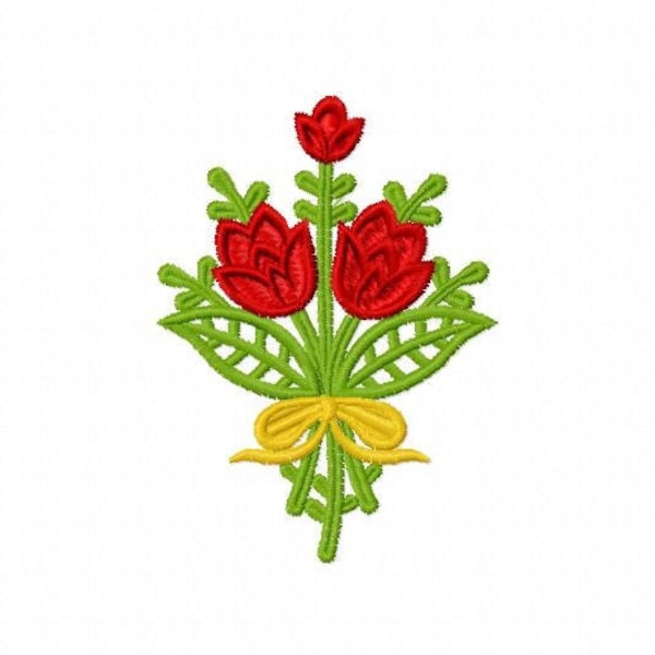 Tulips Embroidery Design, FSL Tulips, Free Standing Tulip Lace, Tulip Bouquet, Machine Embroidery Design Loading