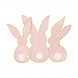 Lapins roses - motif de broderie Machine. Trois lapins de vacances