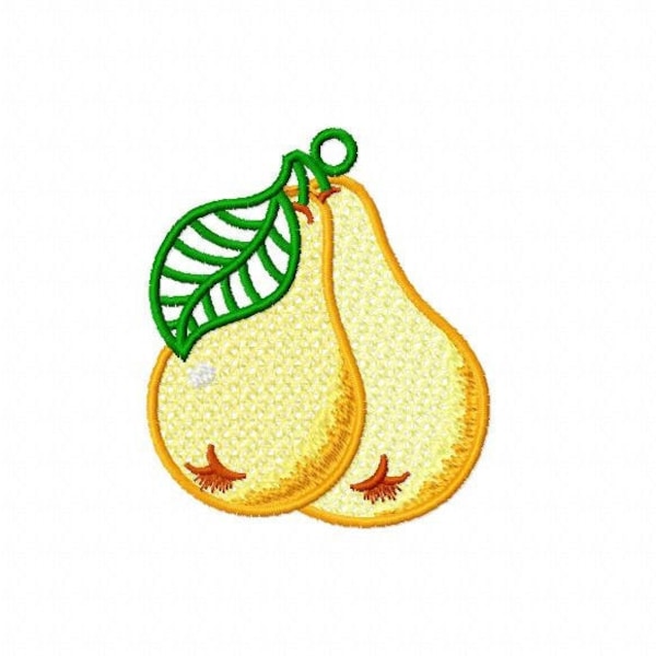 Pear Embroidery Designs - Fruit Embroidery Design FSL Kitchen Machine Embroidery - Kitchen Embroidery File - FSL Pears