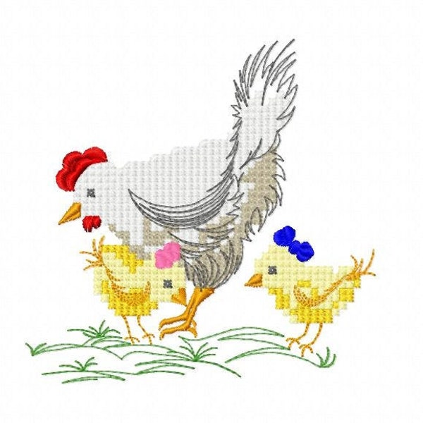 Conception de broderie de poulet - Modèle de broderie de machine de conception de broderie de poulet - téléchargement numérique instantané - broderie de serviette, fichier de poulet