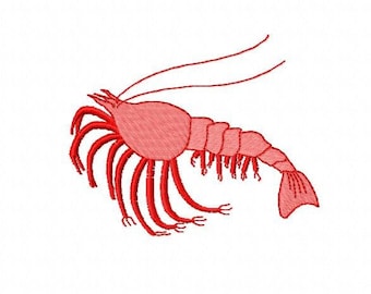 Sea Shrimp, embroidery design - Sea animal, embroidery shrimp, machine embroidery, pattern - boy embroidery file - instant download pes jef