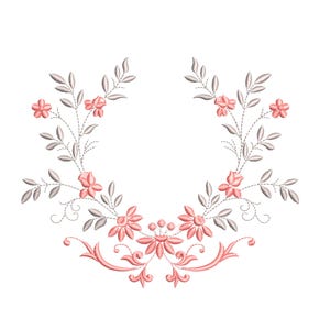 Monogram Frame embroidery design - Flower embroidery design machine embroidery pattern - pink wreath embroidery file - girl embroidery