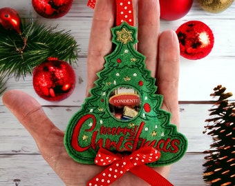 Merry Christmas Christmas Tree Treat Bag Machine Embroidery Design 7 Sizes