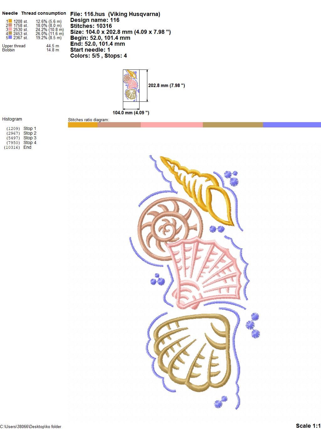 Emborded Shells Seashells Embroidery Design, Machine Embroidery Colorful Shells, Marine ...