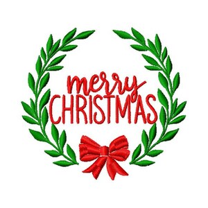 Frohe Weihnachten - Maschinenstickerei Design 9 Größen. Lorbeerrahmen Frohe Weihnachten, Neujahr Rahmen