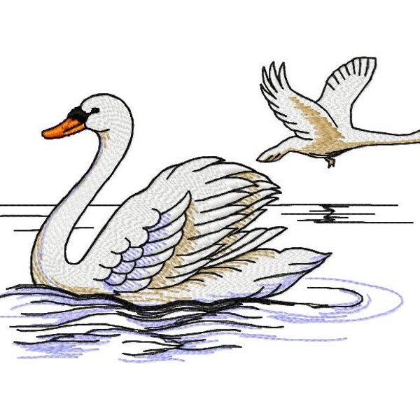 Embroidery design Swan - Embroidery design Baby Girl machine embroidery pattern - Goose embroidery file - Swan in the reeds Digital file