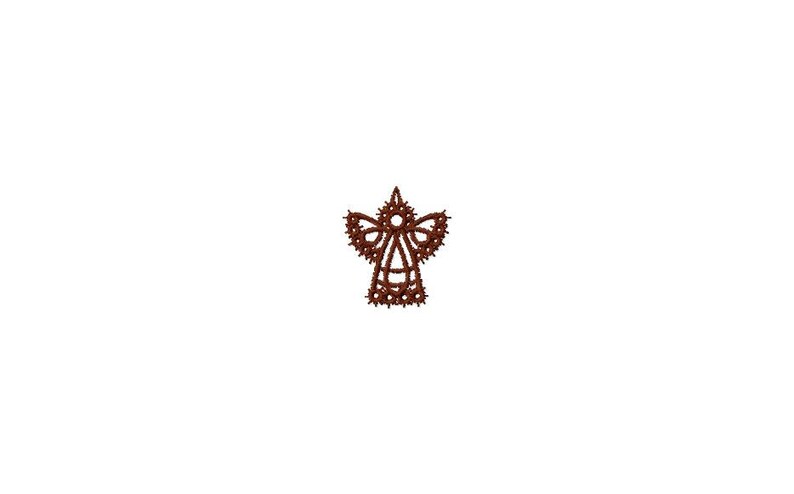 May include: A brown, intricate, cutout angel ornament.