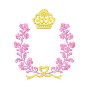 Monogram Frame - Machine Embroidery Design, Princess Laurel Frame, Crown Frame, Flower Frame