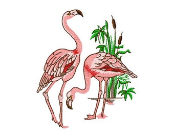 Diseño de bordado de flamenco - Patrón de bordado de máquina de diseño de bordado de aves - Descarga instantánea - Archivo de bordado de niñas Pink Flamingo