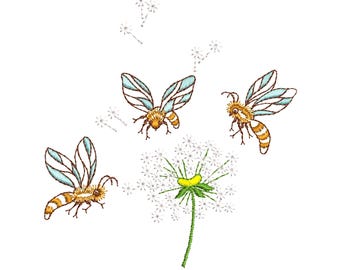Bienen und Pusteblume Stickdatei