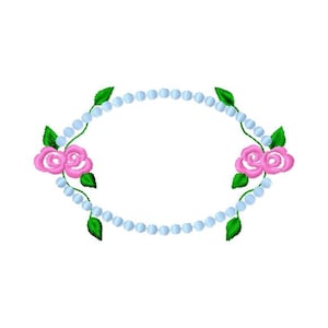 Floral Monogram Frame - Machine Embroidery Design, Delicate Oval Frame with Floral Accents