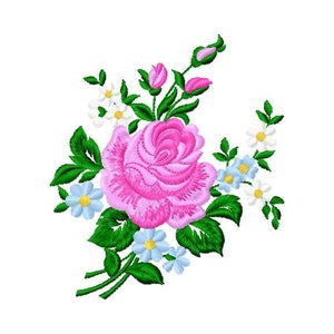 Rosenstrauß mit Wildblumen - Stickdatei, 9 Größen