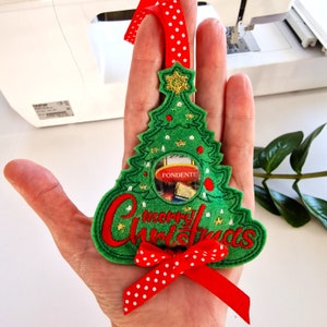 Merry Christmas Christmas Tree Treat Bag Machine Embroidery Design 7 Sizes