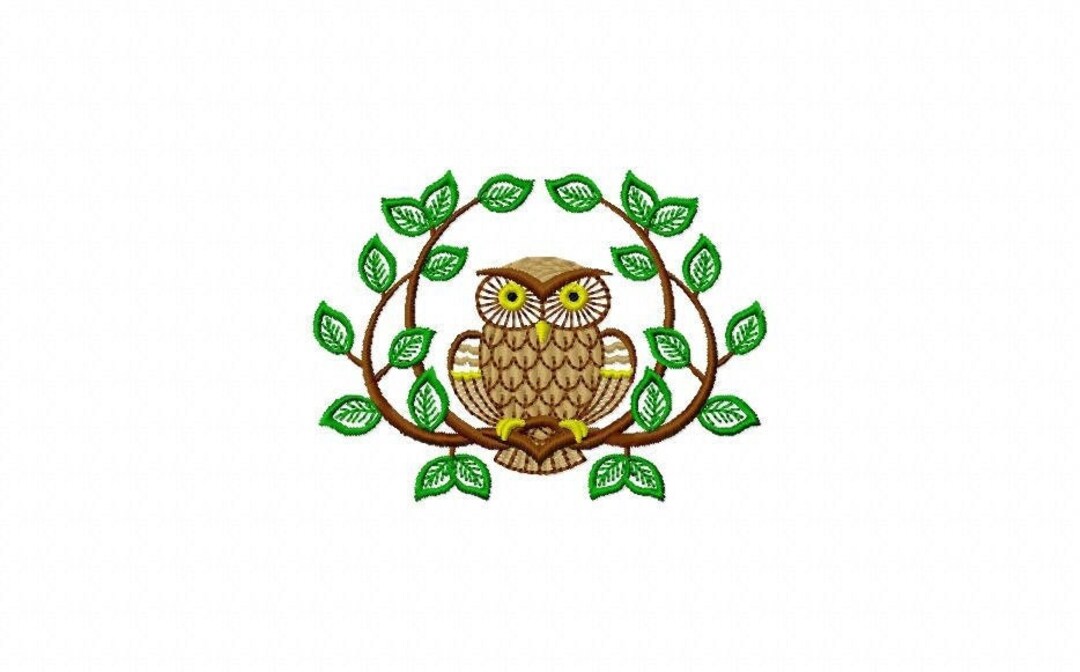 Owl Embroidery Design Owl on a Tree, Embroidery Design, Machine