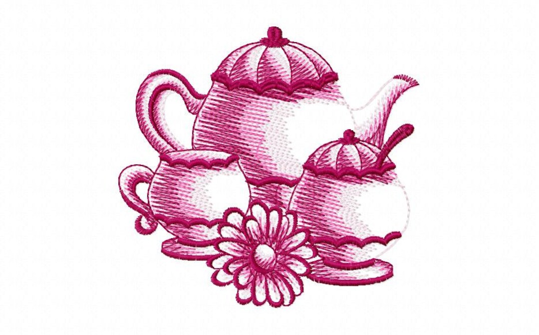 Teapot Embroidery Design Flowers Embroidery Designs Machine Etsy