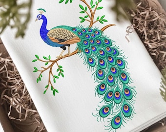 Peacock machine borduurwerk ontwerpen, Peacock Bird borduurwerk, Indiase Peacock-6 maten