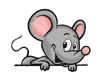 Mouse embroidery, mouse design - children&#39;s embroidery, machine embroidery design, template - Cute tender mouse - digital file