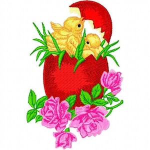 Baby chick embroidery design, embroidery chick, easter machine embroidery design, pattern - chicks, Chicken with egg