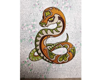 Motif de broderie python, motif serpent aimable (téléchargement numérique)
