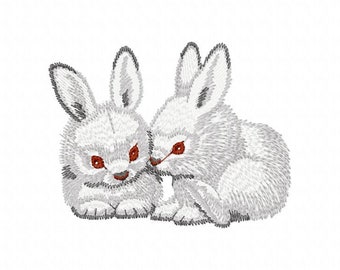 Hare Embroidery Design, Rabbit Machine Embroidery, Bunny Pattern, Two Baby Hare Pattern Embroidery