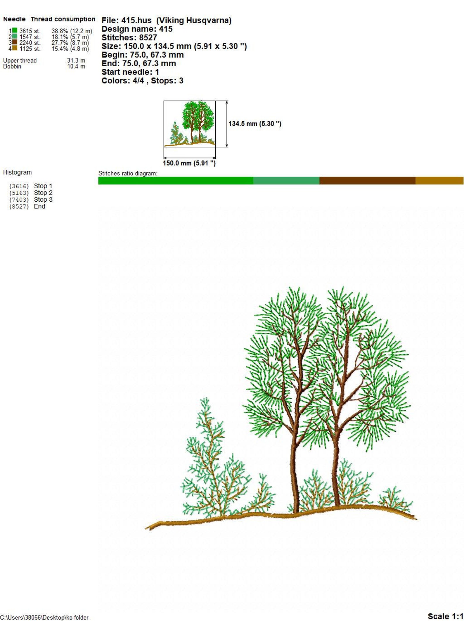 Pine, Tree Embroidery Design, Machine Embroidery Trees, Forest Glade ...