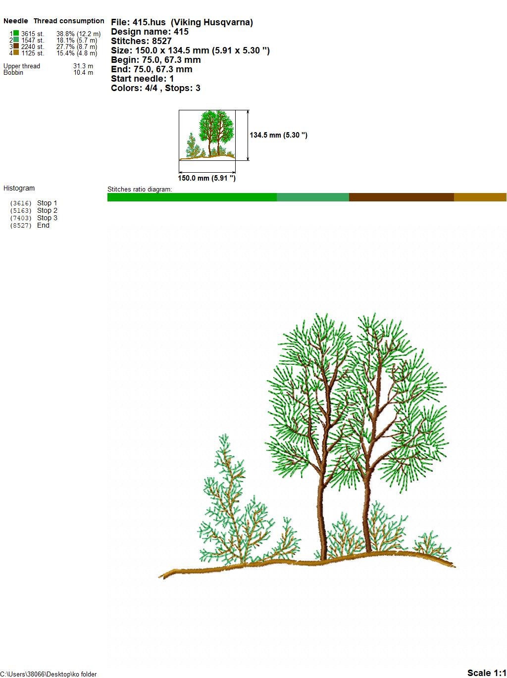 Pine, Tree Embroidery Design, Machine Embroidery Trees, Forest Glade ...